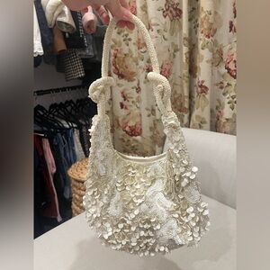 Beaded bag white ivory